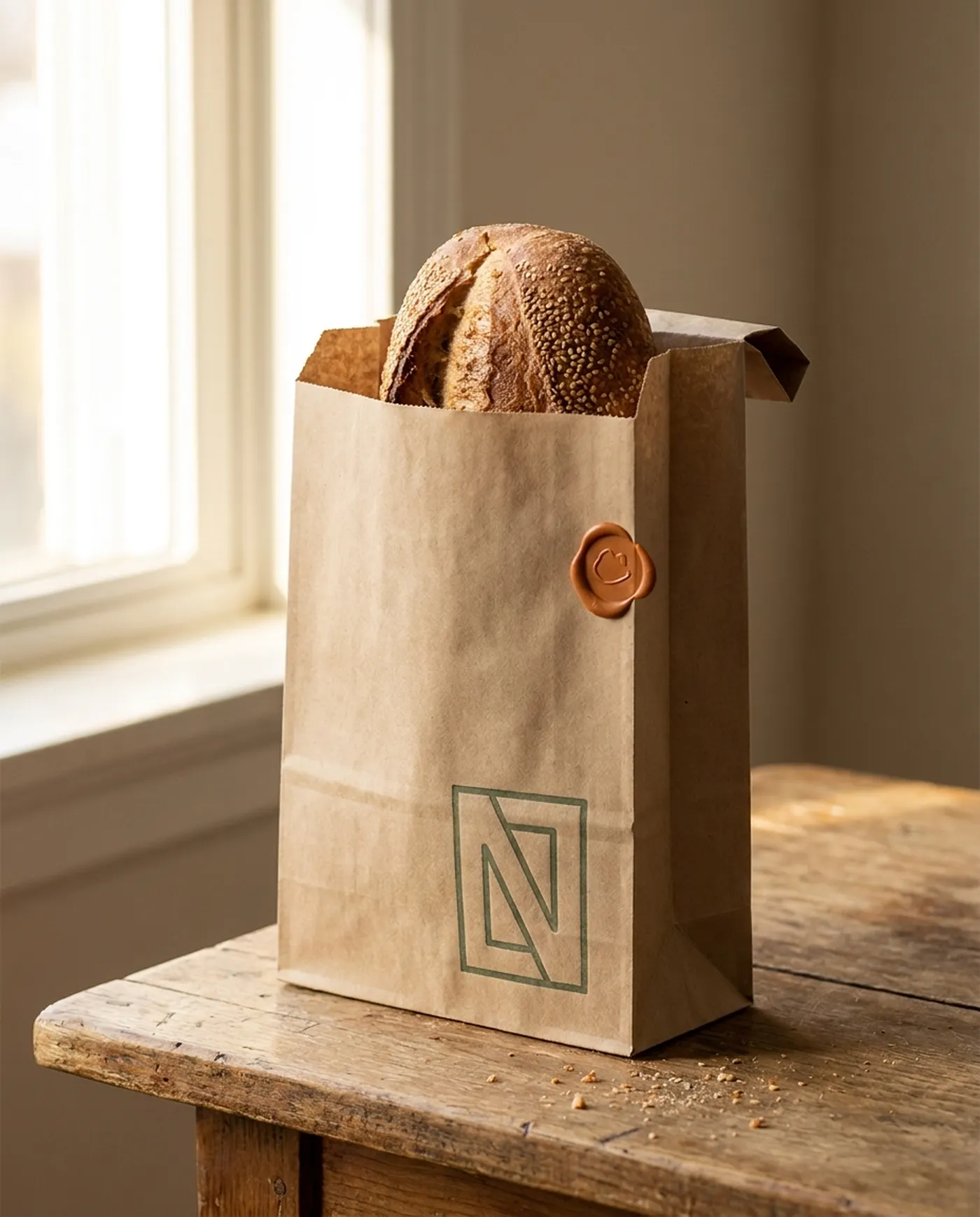 Kraft-paper packaging with seeded multigrain loaf